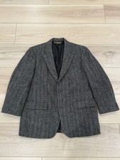 Brooks Brothers Mens Gray Herringbone Tweed Wool Blazer Union Made 40L 41L VTG
