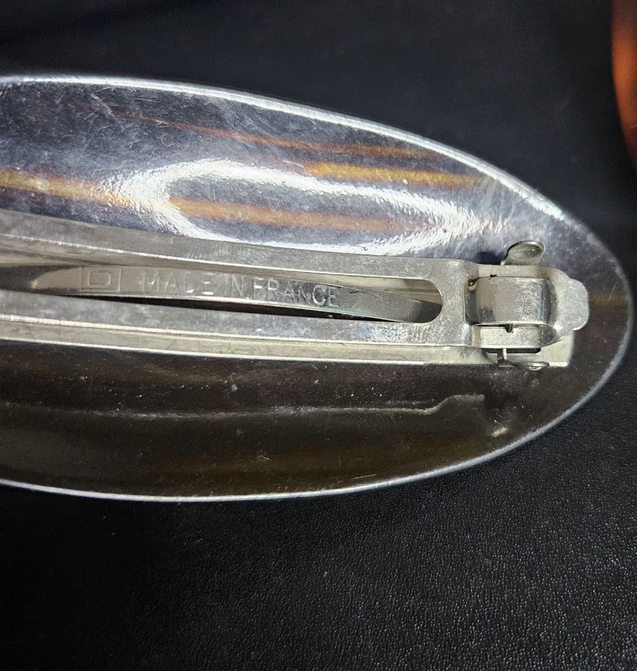 Lot of 2 Made in France Hair Clips Vintage Tortoise Shell Style Barrettes - Image 3 of 3