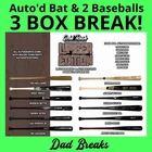 PHILADELPHIA PHILLIES autographed Gold Rush Bat + 2 signed Baseball: 3 BoxBreak