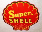 VINTAGE SUPER SHELL ⛽️ GASOLINE 11 3/4" PORCELAIN METAL SERVICE STATION OIL SIGN