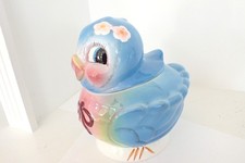 Vintage Lefton 2003 Blue Bird Cookie Jar MCM Kitsch Excellent Condition