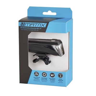 MATRIX LED Batteriefrontleuchte 30 LUX BFL 20 inkl. Alkaline Batterie 4xLR03AAA,