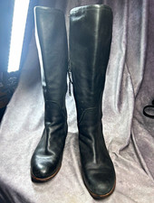 UGG Amberlee 1921 Women's 8 Black Leather Knee High Riding Boots Buckle Zip
