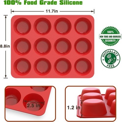 SILIVO Muffinform Silikon für 12 Muffins - 2 Stück Silikon Muffinförmchen, Cu