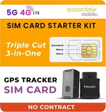 SpeedTalk Mobile GPS Tracker SIM Card Starter Kit | 3 in 1 Universal... 