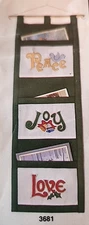 NOS Crewel Artcraft Concepts Crewel Kit 3681 Banner Cardholder Peace Joy Love