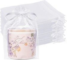 50Pcs Large White Organza Bags 6x9 Small Mesh Gift Bags Drawstring Party Favor