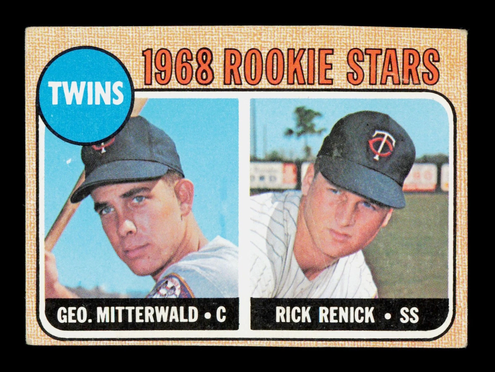 1968 Topps #301 Twins 1968 Rookie Stars (George Mitterwald / Rick Renick) RC