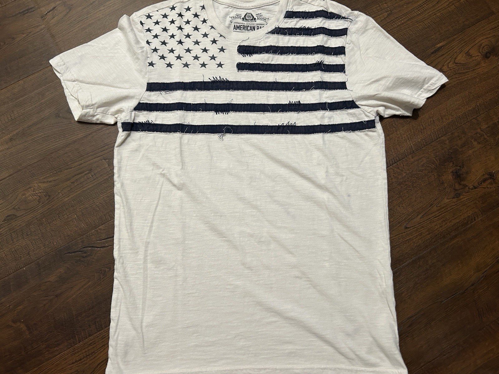 american rag Mens White  flag T shirt Small