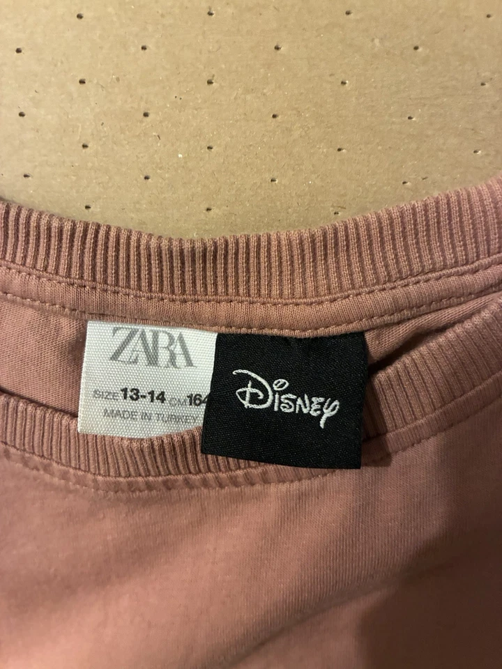 Zara Disney T-Shirt Girls Size 13/14 Brown Graphic Print Logo Mickey Mouse - Image 3 of 3