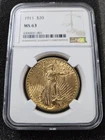 🌟 1911 $20 Gold St. Gaudens Liberty Double Eagle Coin NGC MS63 BETTER DATE
