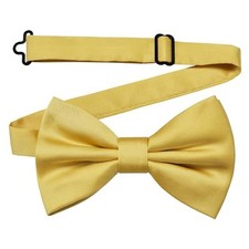 Branduce Solid Color Pre-tied Bow Tie Quality Adjustable Bowtie for Light Gold