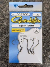 Gamakatsu Spin Bait Hooks - Size 4 - Walleye Spinner Hooks Pack of 4