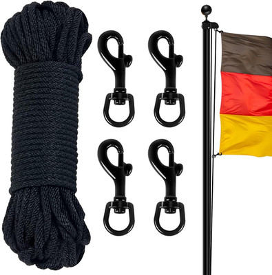 NQ 15M Fahnenmast Seil Wetterfest Mit 4 Karabinerhaken, Nylon Flaggenseil Für Ha