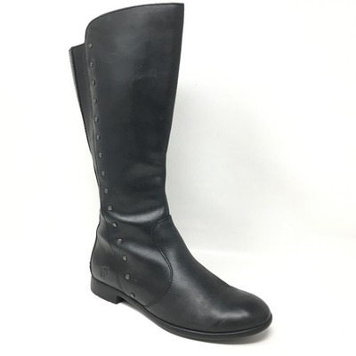 Born Larsen Riding Boots Shoes Womens Size 6 Black Leather Studded Side Zip Up