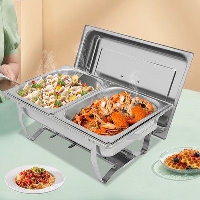 6L Rechteckige Catering Chafer Warmer Buffetwärmer Chafing Dish Rostfreies Eisen