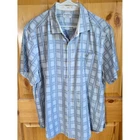 Tommy Bahama Light Blue and Gray Plaid Short-Sleeve Button-Up Shirt