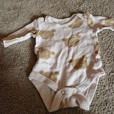 Tu Tiny Baby Light Pink Bear Print Long Sleeve Bodysuit Up to 5lb 44cm
