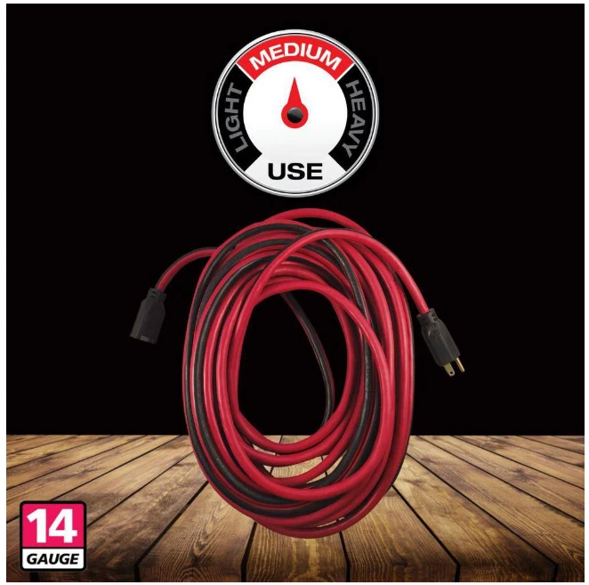 Husky 50 ft. 14/3 Medium Duty Indoor/Outdoor Extension Cord, Red/Black - Image 3 of 4