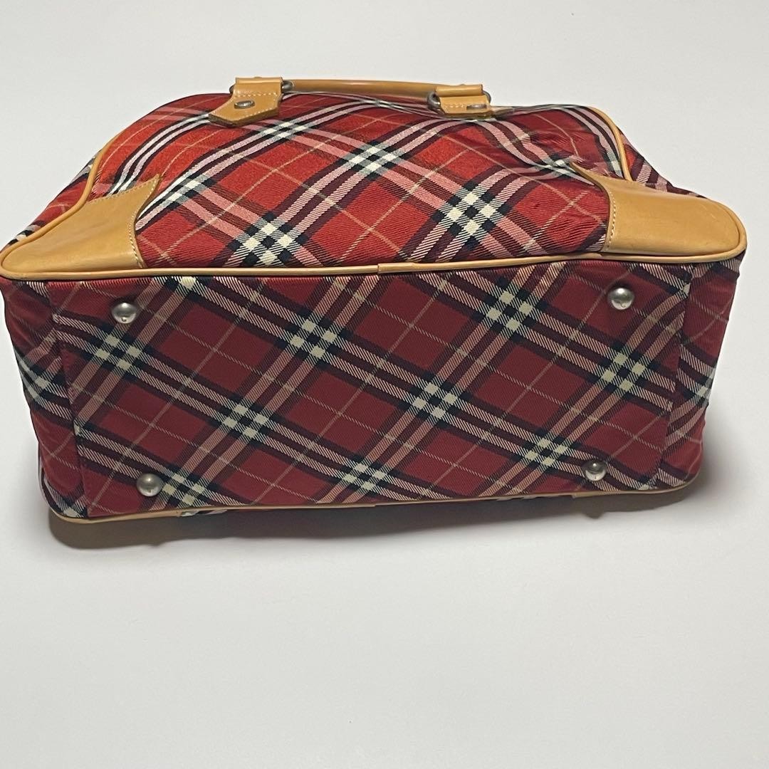 Burberry Blue Label Mini Boston Tote Bag Nova Check Red Canvas Leather New thumbnail 6