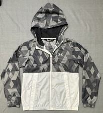 Under Armour Full Zip Windbreaker Jacket Youth Size Large Grey/Black
