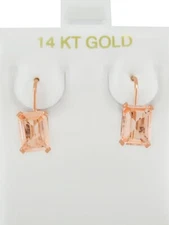 GENUINE 1.96 Cts MORGANITE EARRINGS 14K ROSE GOLD - Free Certificate Appraisal