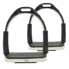AK Folding Flexi Movable Stainless Steel Horse Riding Stirrups with Black Tread