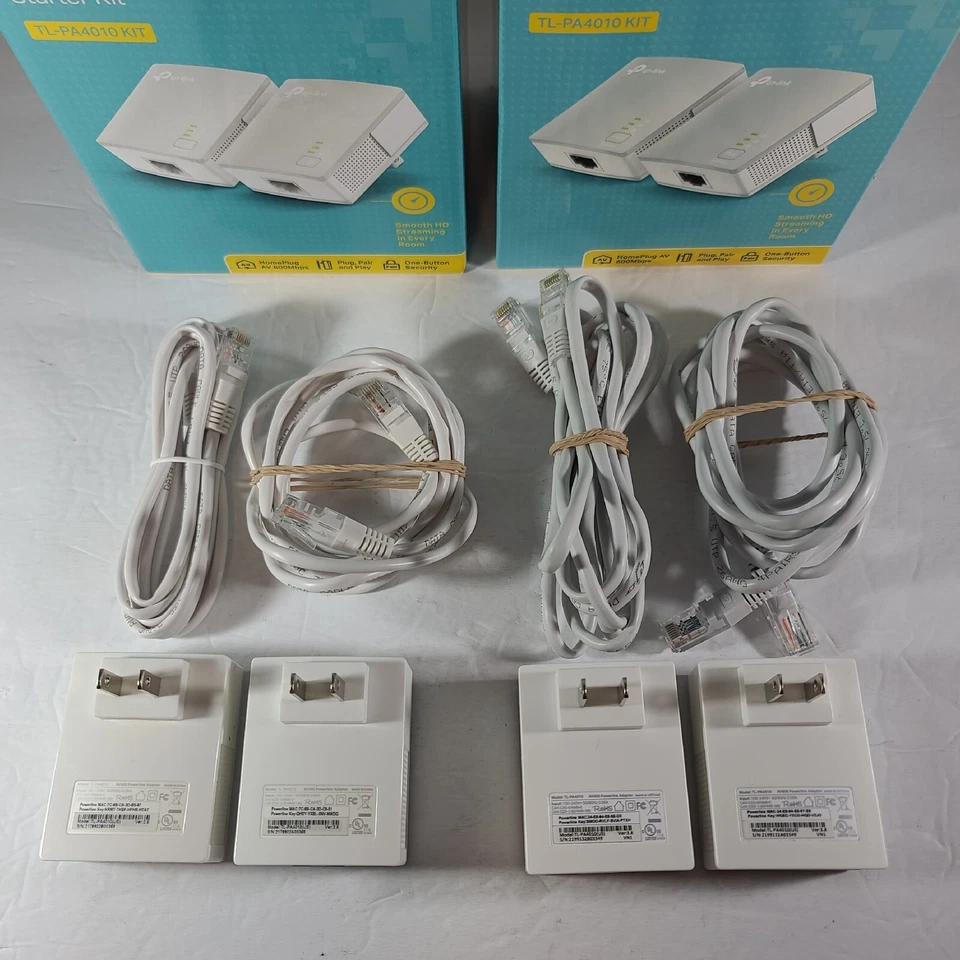 Lote de 2 TP-Link AV600 Powerline Ethernet Adaptador TL-PA4010 Kit Foto 2 de 4