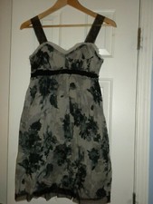 Ladies 2P Ann Taylor Loft Sundress Dress Above Knee Black Taupe Sheer straps 