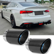2.5" In 3.5" Out Carbon Fiber Exhaust End Tips For AUDI A4 S4 A5 S5 A6 S6 Q5