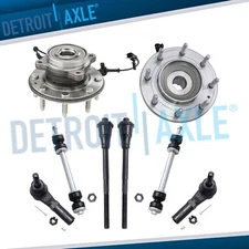 4WD Front Hub Bearings Sway Bars Tie Rods Kit for Silverado Sierra 2500 3500 HD