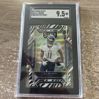 how rare are select zebra cards 2021 Select A.J Brown Case Hit SSP Zebra Prizm Die Cut SGC 9.5 - Only 1  Higher!