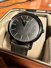 AUTHENTIC FOSSIL THE MINIMALIST SLIM BLACK LEATHER MEN'S FS5447 WATCH