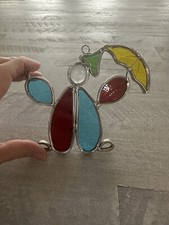 Handcrafted Stained Glass Clown with Umbrella 3D Suncatcher Window Decor