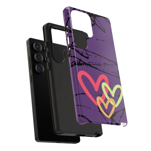 Hearts on Purple & Black Tough Handyhülle für iPhone, Samsung Galaxy, Goog Pixel - Bild 237 von 285