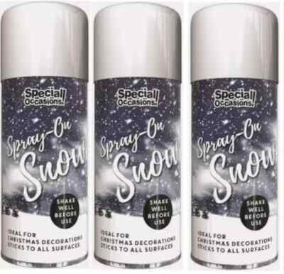 3 x Schneespray WEIHNACHTSDEKO KÜNSTLICH FAKE XMAS FÜR BAUM FENSTER 200ML