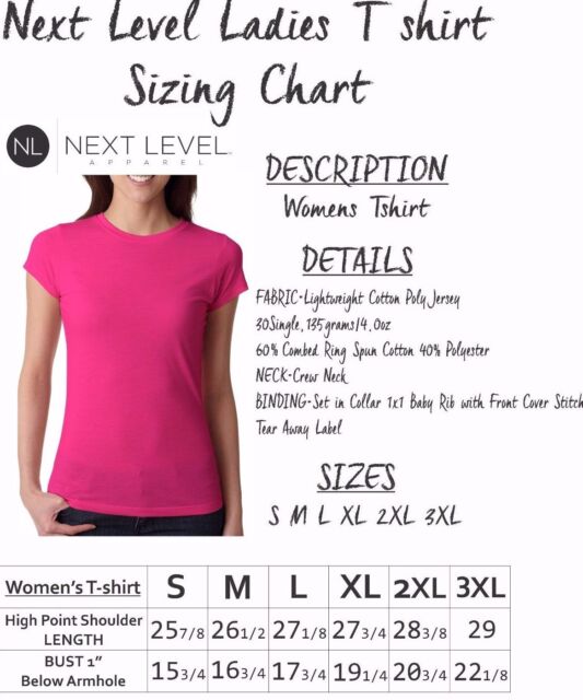 Next Level Tank Top Size Chart