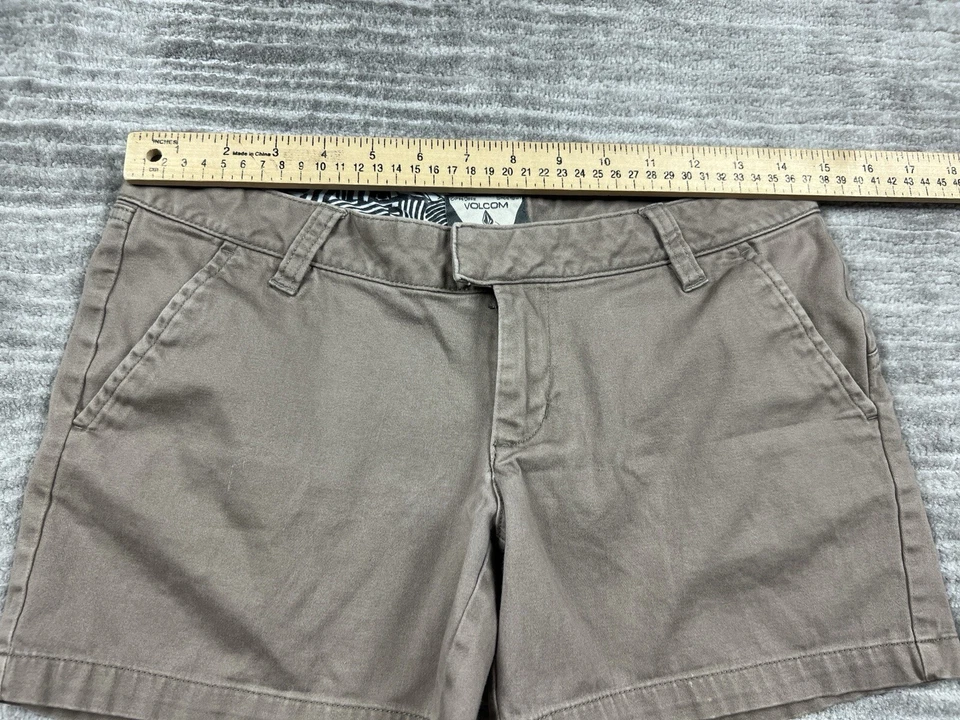 Volcom Shorts Juniors 3 Brown Chino Slash Pocket Casual - Image 4 of 4