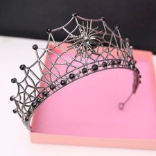 Spider Web Halloween Crystal Birthday Drama Party Tiara Crown For Women Girls