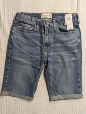 NWT Abercrombie Fitch Kids Boys Shorts Size 15/16 Long Denim Jean Blue