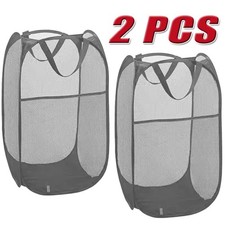 2-Pack Collapsible Pop-Up Laundry Hamper   Large Mesh Clothes Basket