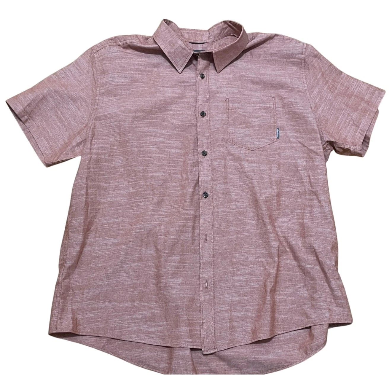Eddie Bauer Mens 2XL Lightweight Red Short Sleeve Button Up ripstop hiking shirt