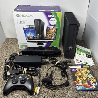 Microsoft Xbox 360 S 4GB Black Console In Box Kinect Bundle Tested