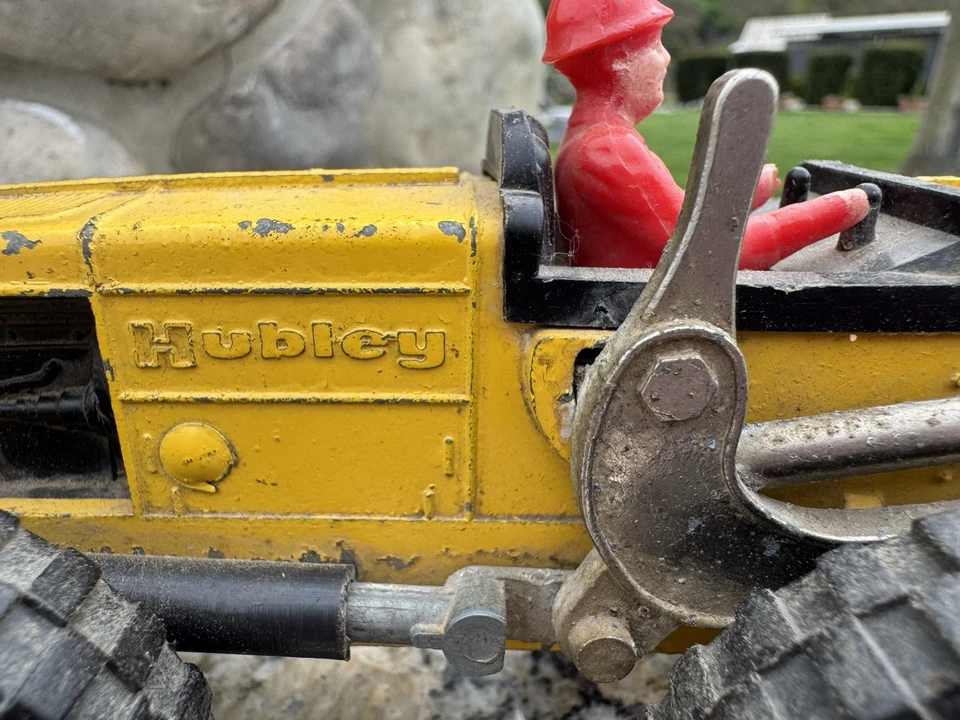 Cargador frontal HUBLEY amarillo vintage tractor metal años 60 EE. UU. 1803  Foto 3 de 4