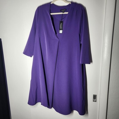 NEW Lane Bryant Dress 18/20 Purple Swing Infinite A-Line Knee Length Pocket