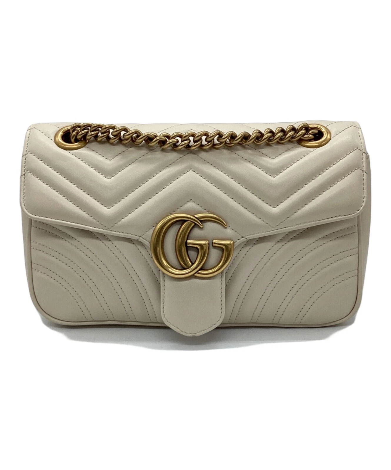 Gucci — Gucci Chain Shoulder 443497 Leather Ivory Shoulder Bag #TFB1581