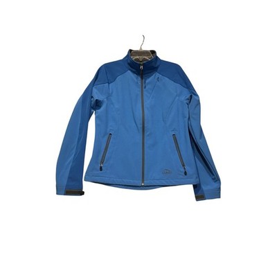 L.L. Bean Womens Pathfinder Softshell Jacket Blue Zip Up Stretch Mock Neck Med