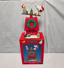 8" Peanuts Snoopy & Woodstock Riding Christmas See Saw Lighted Musical Doghouse