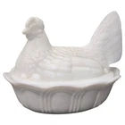 Fenton Hen On Nest Milk Glass  Covered Dish Rustic Farmhouse Country Vintage