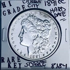 1891 CC MORGAN SILVER DOLLAR HI GRADE GENUINE U.S. MINT RARE KEY COIN 8184